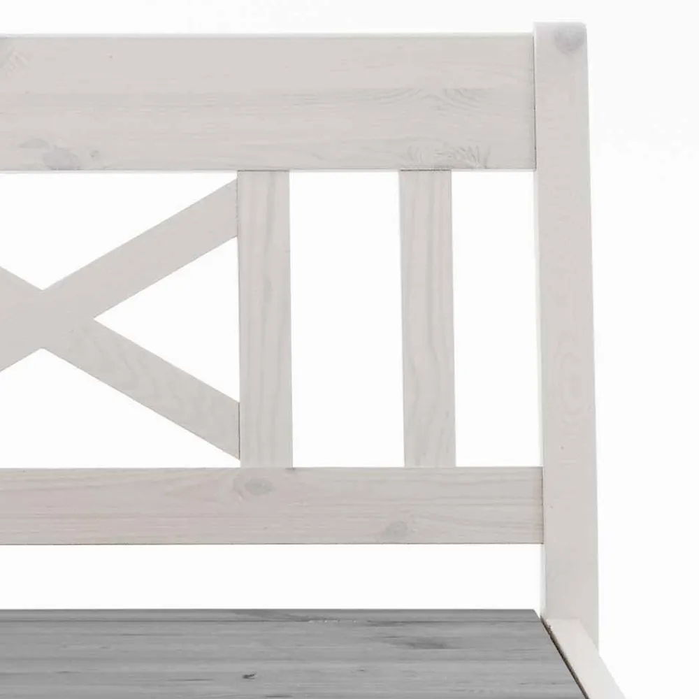 Wohnen Holzbank Yoan in Weiß Grau massiv