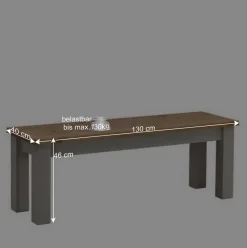 Wohnen Holzbank Ziamora in Grau Kiefer massiv