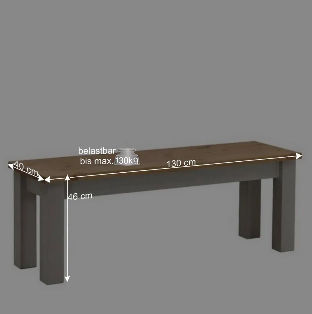 Wohnen Holzbank Ziamora in Grau Kiefer massiv