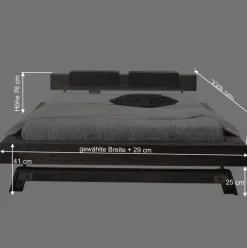 Wohnen Holzbett Akazie Luvenico mit Kopfteil in Balken-Optik