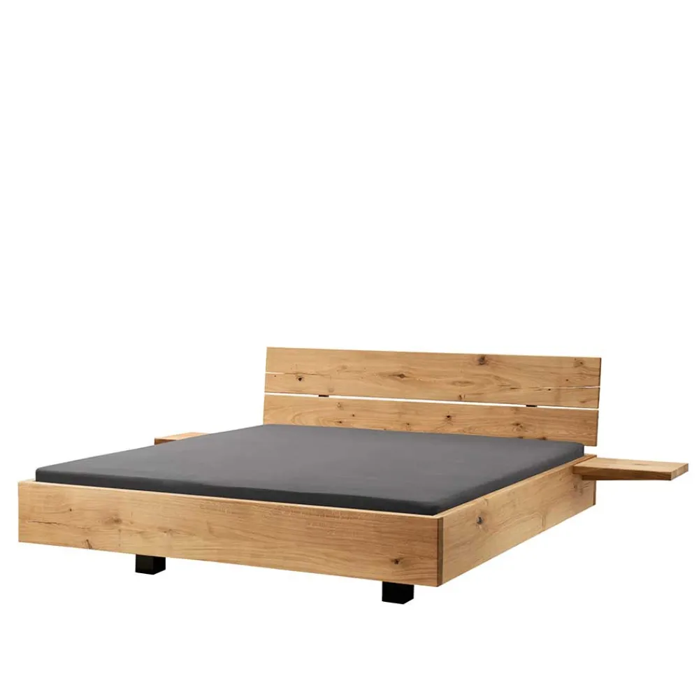 Wohnen Holzbett in Schwebeoptik aus Wildeiche - Moby (dreiteilig)