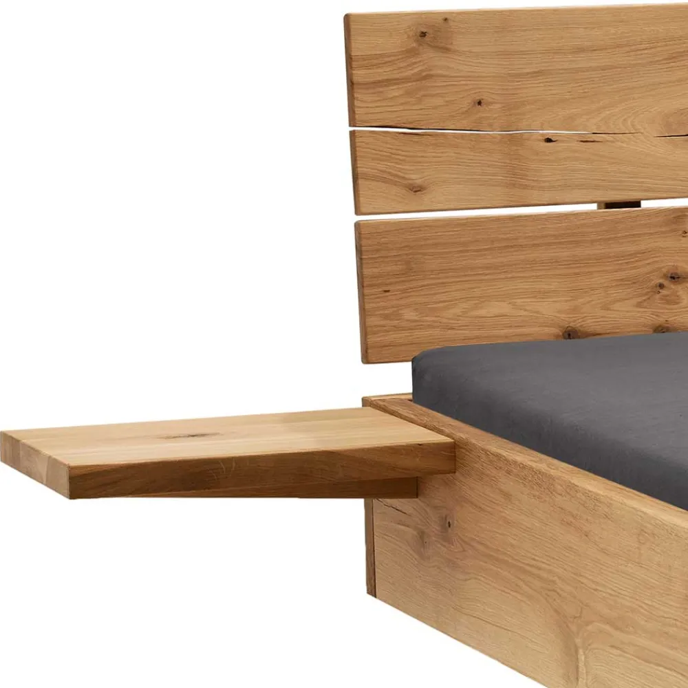 Wohnen Holzbett in Schwebeoptik aus Wildeiche - Moby (dreiteilig)