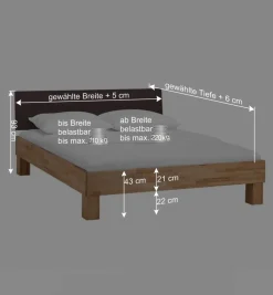 Wohnen Naturholzmöbel|Braune Möbel*Holzbett massiv Wins mit Polster-Kopfteil Kunstleder Dunkelbraun