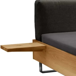 Wohnen Holzbett mit Chenille Kopfteil & Nachttische - Nadescha (dreiteilig)