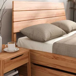 Wohnen Jugendbetten*Holzbett mit Kopfteil aus Kernbuche geölt - Daan