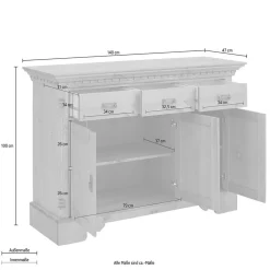 Wohnen Holzkommode in Cremefarben gewachst - Rospus