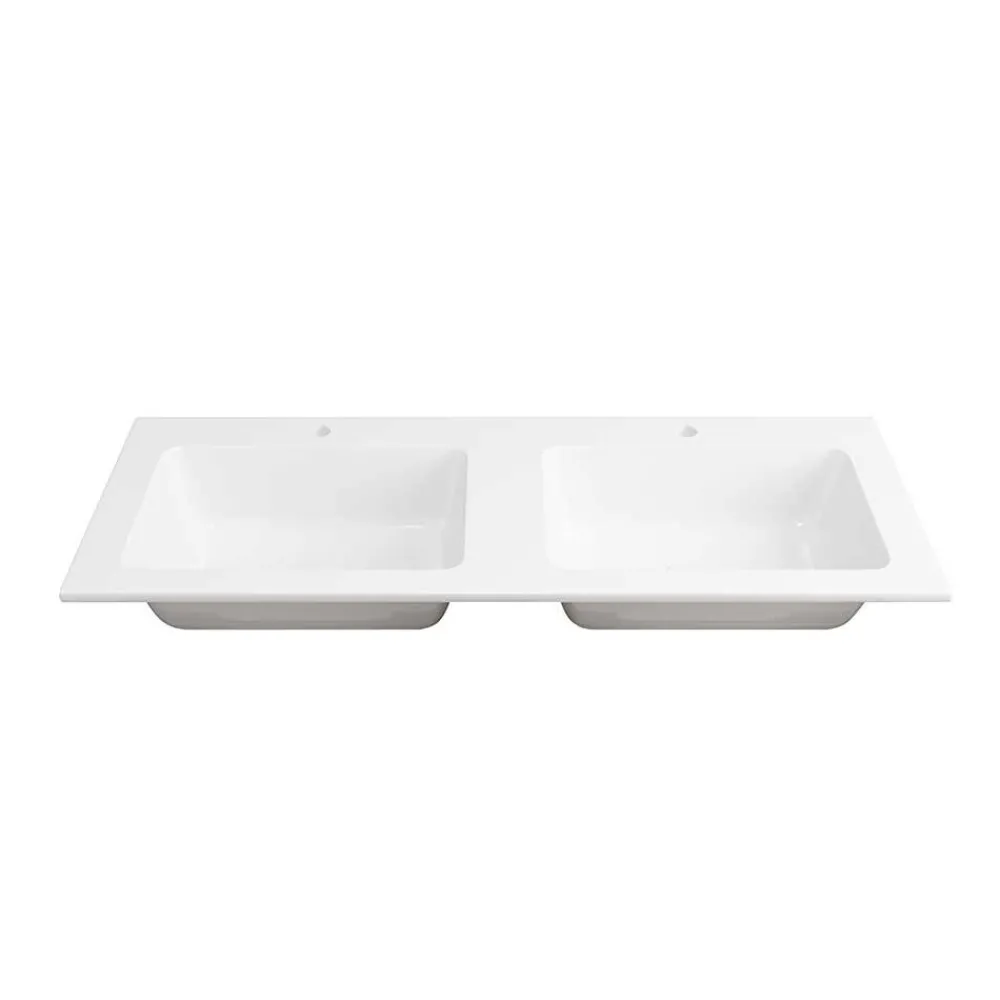 Wohnen Waschtisch|Waschbeckenunterschränke*Holzoptik Doppel-Waschtisch in Eiche Dunkel - Ucaida