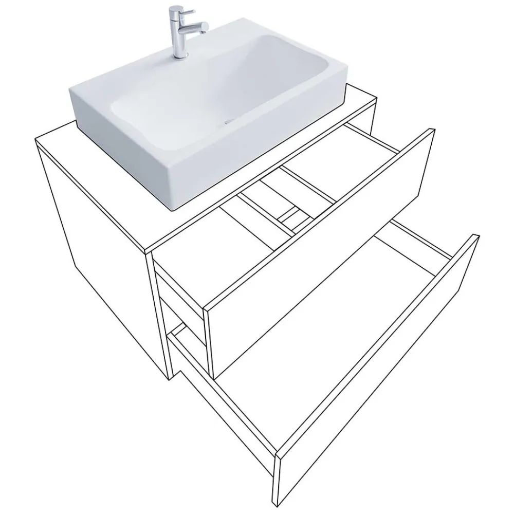 Wohnen Holzoptik Wand-Waschtisch in Wildeiche Honig - Toulon