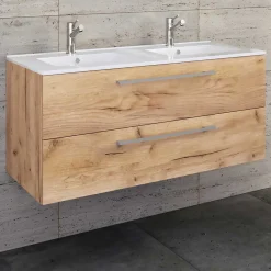 Wohnen Holzoptik Waschtisch mit zwei Becken - Ursela