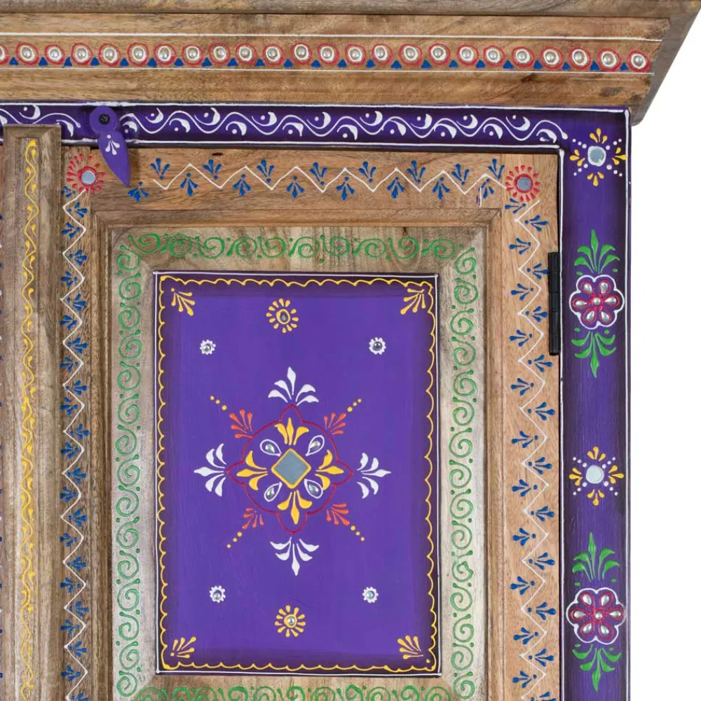 Wohnen Holzschrank mit farbstarken Ornamentmustern - Ammie