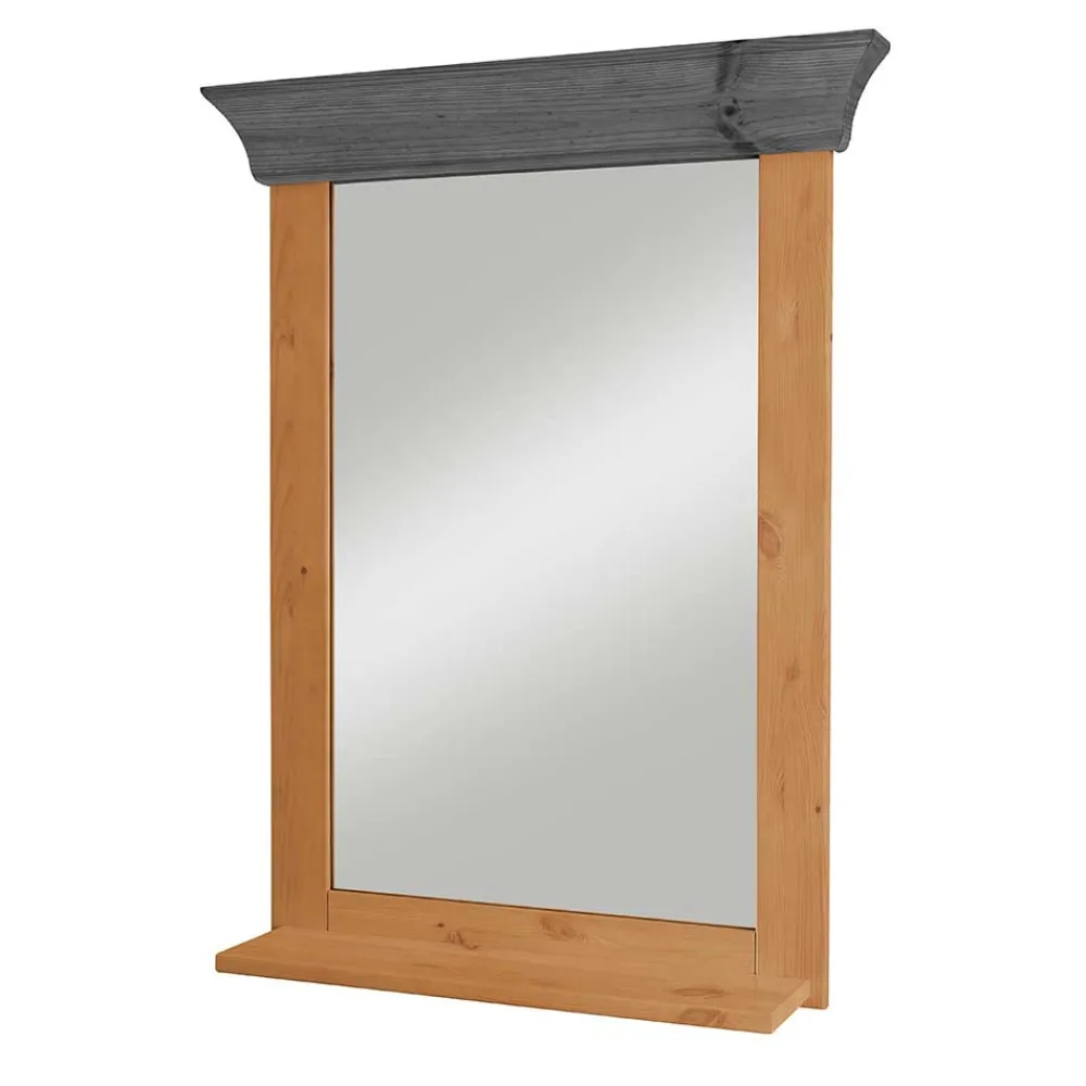 Wohnen Spiegel|Flurspiegel*Holzspiegel in Kiefer Laugenfarben & Grau - Cementa