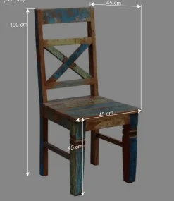 Wohnen Shabby Chic Möbel*Holzstuhl Jamaica aus Recyclingholz (2er Set)