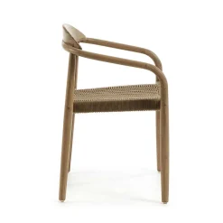 Wohnen Rattanmöbel*Holzstuhl mit geflochtenem Sitz Cinco aus Kordel Beige (4er Set)