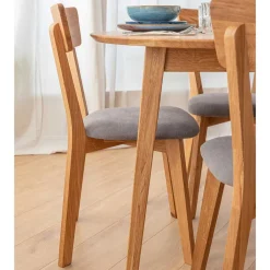 Wohnen Holzstuhl mit Polstersitz aus Wildeiche Massivholz - Tembreno