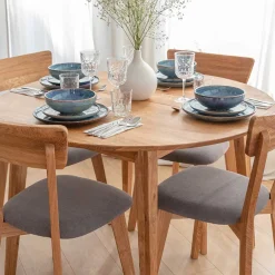 Wohnen Holzstuhl mit Polstersitz aus Wildeiche Massivholz - Tembreno