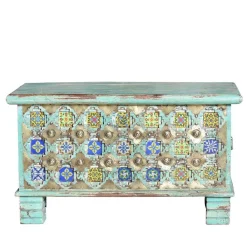 Wohnen Holztruhe dekorativ mehrfarbig gestaltet - Zinatella