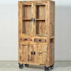 Wohnen Designermöbel|Esszimmer-Vitrinen*Holzvitrine Indri auf Rollen