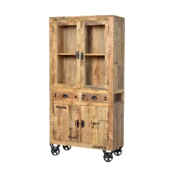 Wohnen Designermöbel|Esszimmer-Vitrinen*Holzvitrine Indri auf Rollen