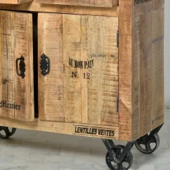 Wohnen Designermöbel|Esszimmer-Vitrinen*Holzvitrine Indri auf Rollen