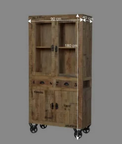 Wohnen Designermöbel|Esszimmer-Vitrinen*Holzvitrine Indri auf Rollen