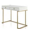 Kinder Wohnen Home Office Schreibtisch in Weiß und Messing - Luco