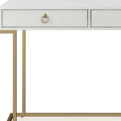 Kinder Wohnen Home Office Schreibtisch in Weiß und Messing - Luco