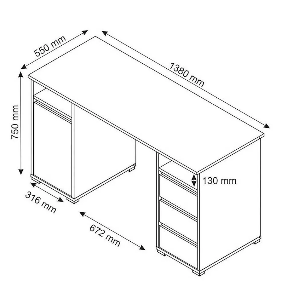 Wohnen Jugendzimmertische|Kinderschreibtische*Home Office Schreibtisch zweifarbig - Castlon