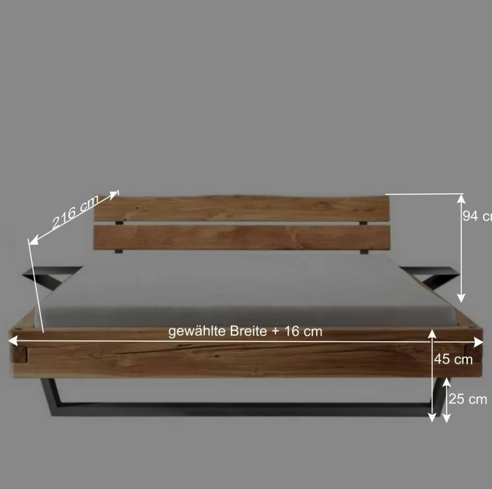 Wohnen Industrial Balkenbett mit Metallkufen - Magie