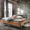 Wohnen Naturholzmöbel|Betten*Industrial Bett mit Recyclingleder Kopfteil - Cresp