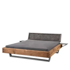 Wohnen Naturholzmöbel|Betten*Industrial Bett mit Recyclingleder Kopfteil - Cresp