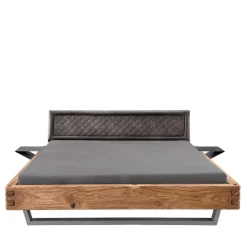 Wohnen Naturholzmöbel|Betten*Industrial Bett mit Recyclingleder Kopfteil - Cresp