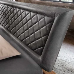 Wohnen Naturholzmöbel|Betten*Industrial Bett mit Recyclingleder Kopfteil - Cresp
