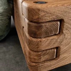 Wohnen Naturholzmöbel|Betten*Industrial Bett mit Recyclingleder Kopfteil - Cresp