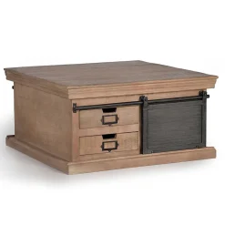 Wohnen Schwarze Möbel|Naturholzmöbel*Industrial Chic Couchtisch mit Stauraum - Jantonia