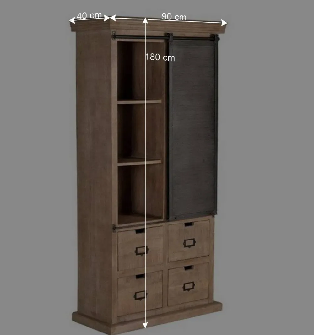 Wohnen Vitrinen|Wohnzimmer-Vitrinen*Industrial Chic Schrank aus Mangobaum Massivholz - Jantonia