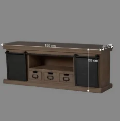 Wohnen Industrial Chic TV Kommode mit Schiebetüren - Jantonia