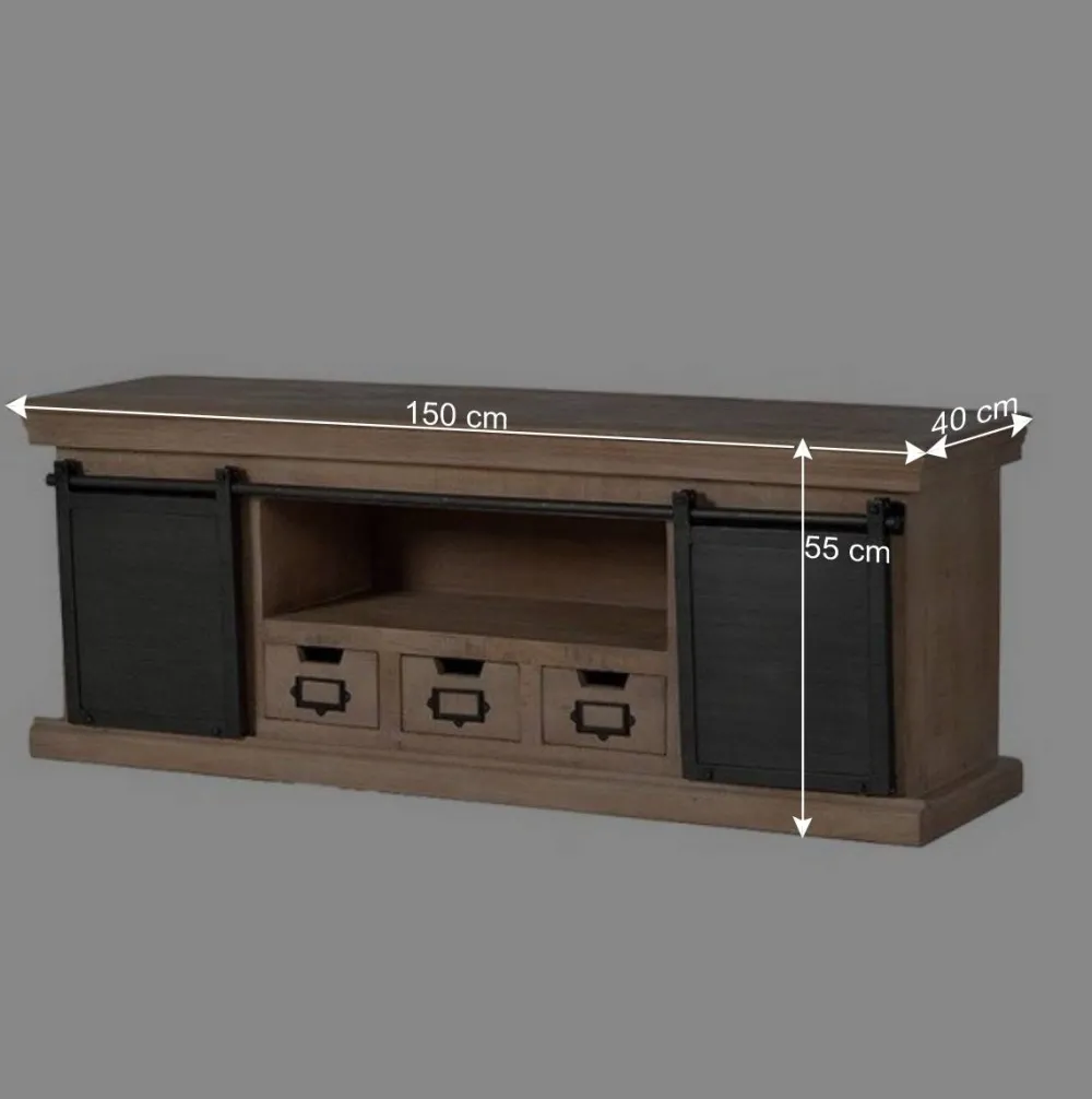 Wohnen Industrial Chic TV Kommode mit Schiebetüren - Jantonia