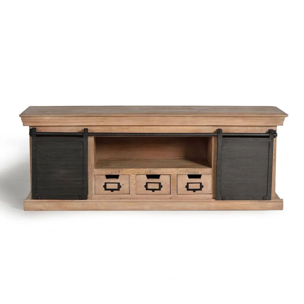 Wohnen Industrial Chic TV Kommode mit Schiebetüren - Jantonia