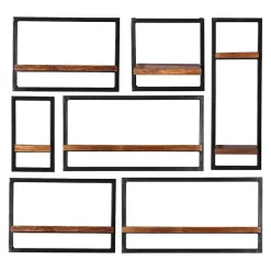 Wohnen Schwarze Möbel|Naturholzmöbel*Industrial Design Wandboard Set - Mendoza (siebenteilig)
