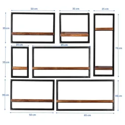 Wohnen Schwarze Möbel|Naturholzmöbel*Industrial Design Wandboard Set - Mendoza (siebenteilig)