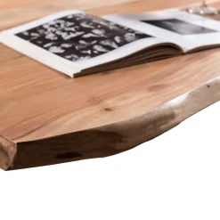 Wohnen Schwarze Möbel|Naturholzmöbel*Industrial Esstisch mit Baumkante Akazie - Hovalta