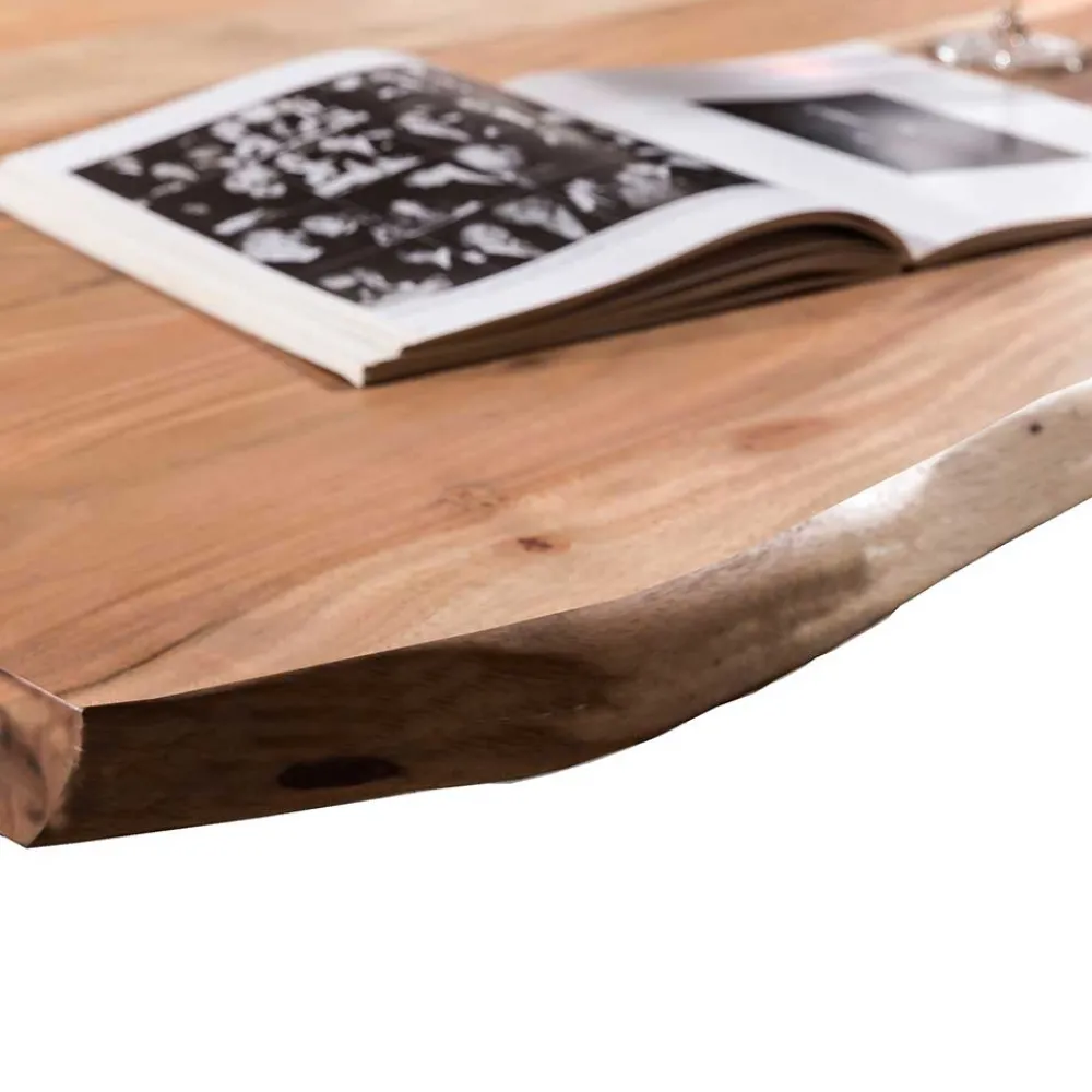 Wohnen Schwarze Möbel|Naturholzmöbel*Industrial Esstisch mit Baumkante Akazie - Hovalta