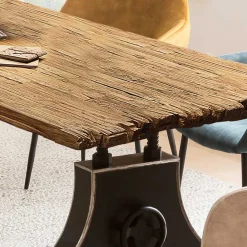 Wohnen Industrial Esstisch mit Teak Altholzplatte - Banyo