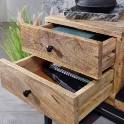 Wohnen Schuhschränke|Garderobenbänke*Industrial Flurbank mit Ledersitz in Schwarz - Mariono