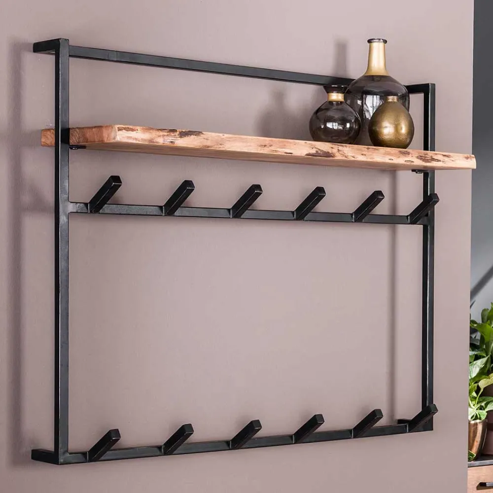 Wohnen Industrial Garderobe mit Ablageboden aus Akazie - Wandawo