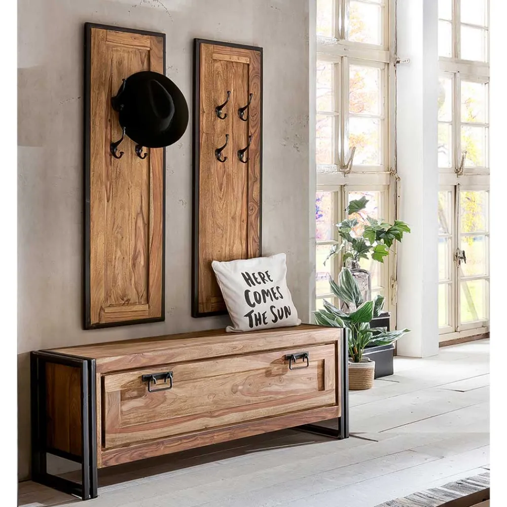 Wohnen Industrial Garderobenpaneele & Schuhbank - Mendoza (dreiteilig)