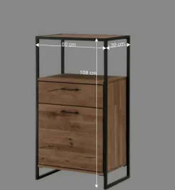 Wohnen Loft Möbel|Industrial Möbel*Industrial Highboard aus Wildeiche und Stahl - Ingbo