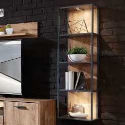 Wohnen Esszimmerregale|Regale*Industrial Hängeregal in Dekor Eiche Dunkel - Xindus