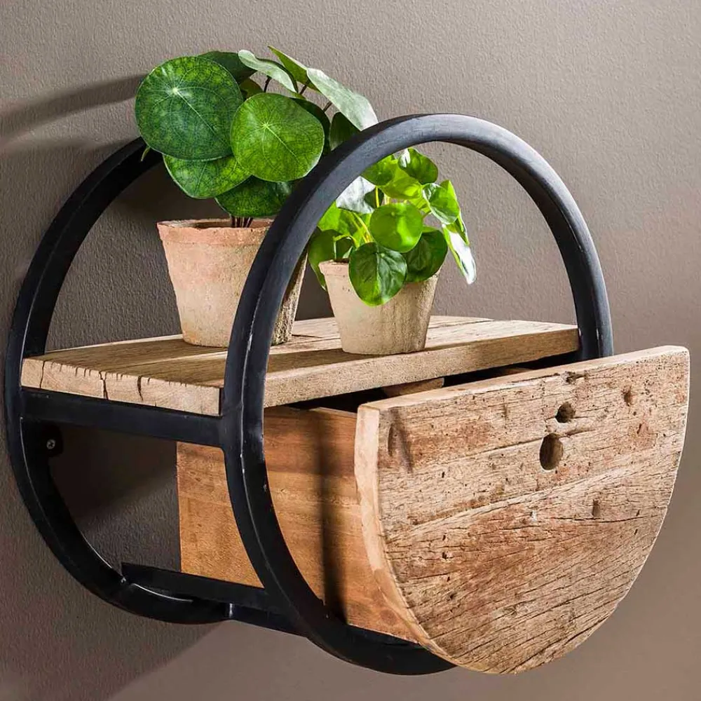 Wohnen Designermöbel*Industrial Hängeregal mit Schublade - Bahirah