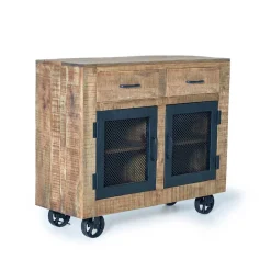 Wohnen Küchenschränke|Flurkommoden*Industrial Kombi-Kommode auf Metall-Rädern - Thiano